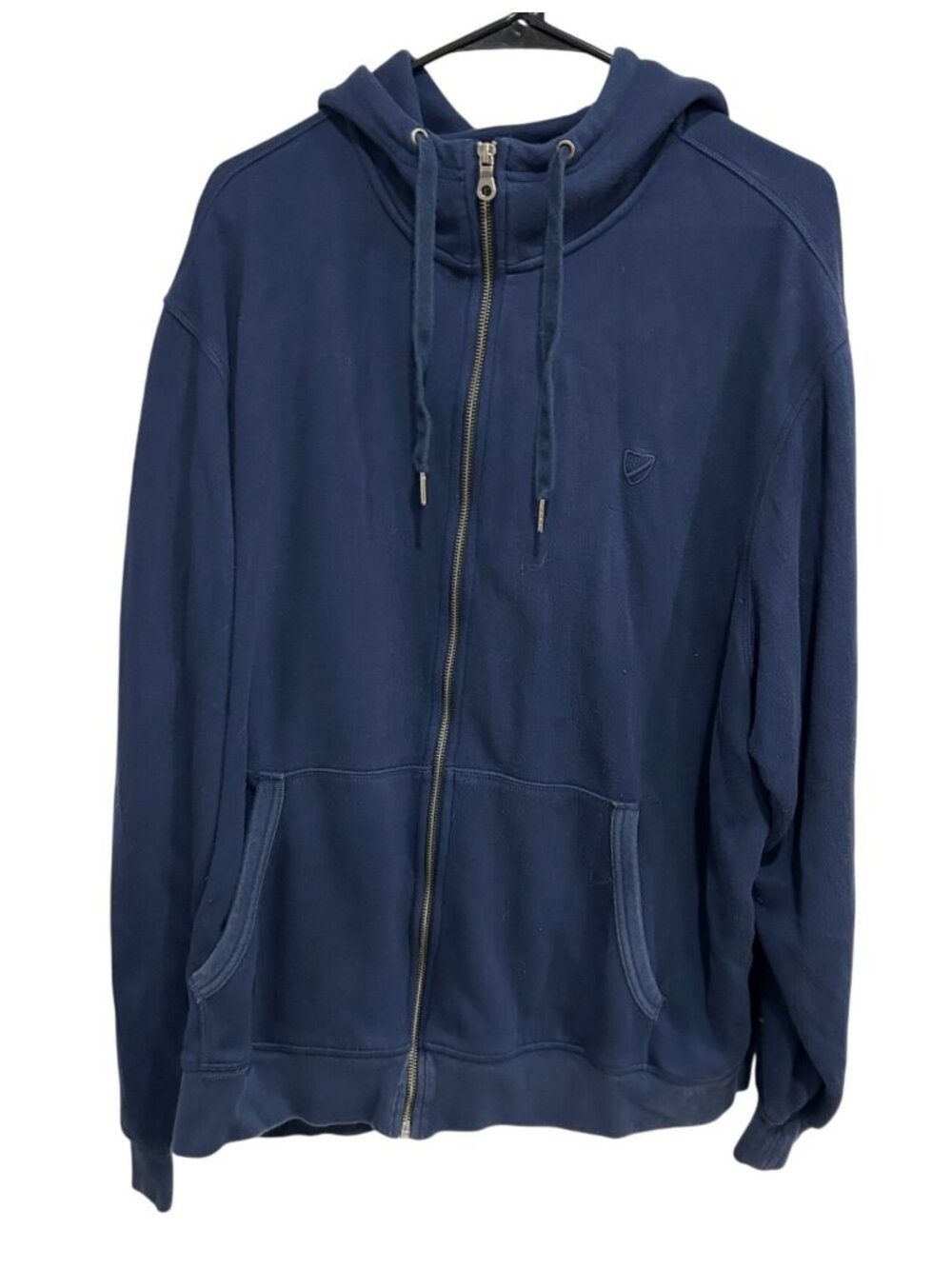 Cremieux Classics XXL Navy Blue Full-Zip Hooded Sweatshirt Drawstrings